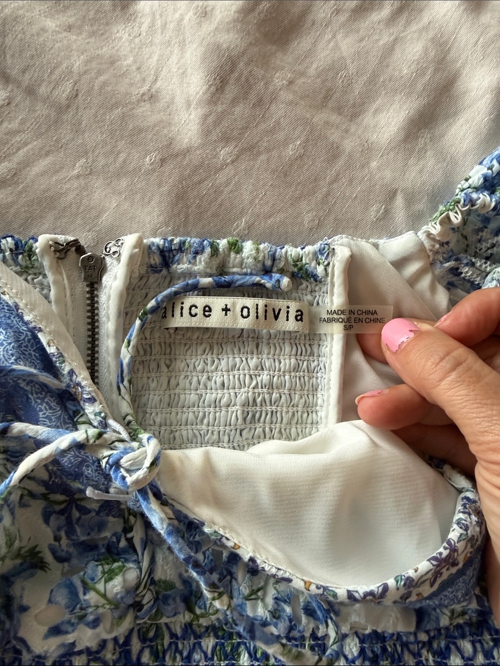 Alice + Olivia Blue Floral crop top + mini skirt Set S - Picture 8 of 10